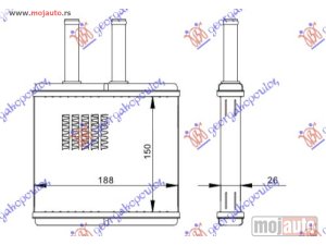 NOVI: delovi  GREJAC KABINE (150x188) Chevrolet aveo h/b-l/b 08-12 -dostupno