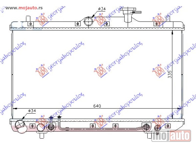 Glavna slika -  HLADNJAK MOTORA 1.3/1.5/1.6 (AUTO) (+/-AC) (33.5x64.5) Hyundai accent h/b-l/b 03-05 -dostupno - MojAuto