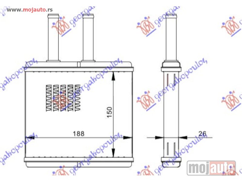 Glavna slika -  GREJAC KABINE (150x188) Chevrolet aveo h/b-l/b 08-12 -dostupno - MojAuto