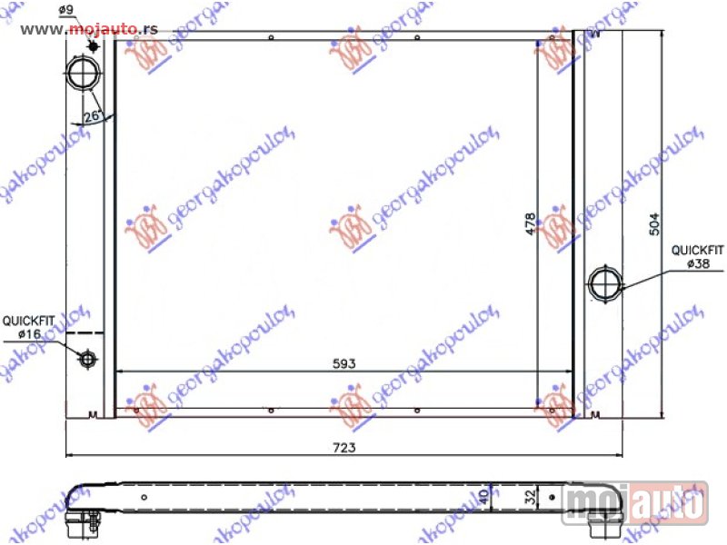 Glavna slika -  HLADNJAK MOTORA ZA SVE MODELE BENZIN (AUTO) (62x49) Bmw series 7 (e65/66) 02-08 -dostupno - MojAuto
