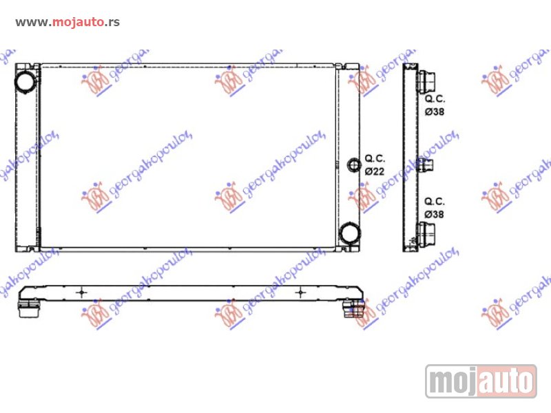 Glavna slika -  HLADNJAK MOTORA 2.0/2.5-3.0 DIZEL (AUTO) (+AC) (59.3x36.6x3.2) Bmw series 7 (e65/66) 02-08 -dostupno - MojAuto