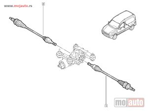 NOVI: delovi  Reno Kangoo 1.6 B/1.9 DCI 4X4 Poluosovina Zadnja Desno 97-08, NOVO