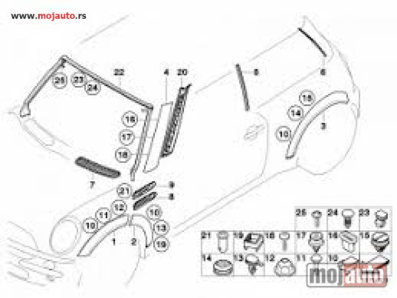 Glavna slika -  Mini Cooper Plasticni Rub Prednjeg Blatobrana Donji Levi 01-06, NOVO - MojAuto
