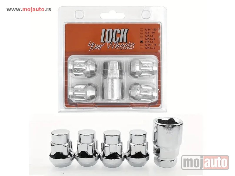 Glavna slika -  Sigurnosne zastitne matice M12 X 1.5 - SET Honda Toyota Mazda Nissan Kia Hyundai - MojAuto