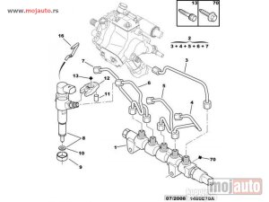 Glavna slika -  Pezo 207 1.4HDI Senzor Pritiska Goriva Na Rampi Simens 07- NOVO - MojAuto