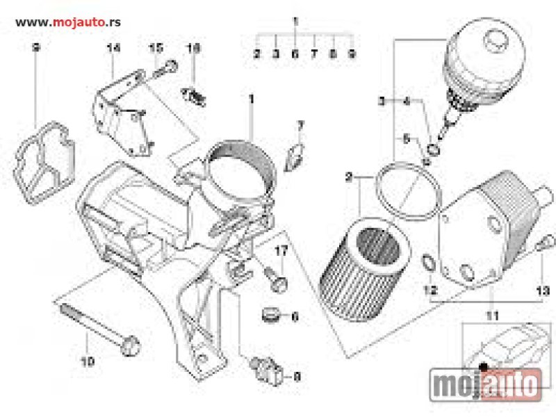 Glavna slika -  BMW E46 Series 3/320D Poklopac Kucista Filtera Ulja 99-06, NOVO - MojAuto