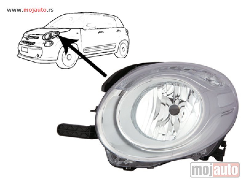 Glavna slika -  Fiat 500L Far Desni Elektricni 12-17,NOVO - MojAuto