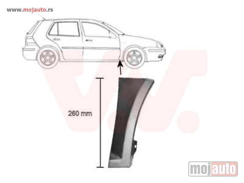 Glavna slika -  VW Golf IV Prednji Blatobran Zadnji Deo Desno 98-04,NOVO - MojAuto
