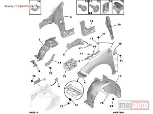 Glavna slika -  Pezo 308 Nosac Prednjeg Branika Gornji Levo 08-14,NOVO - MojAuto