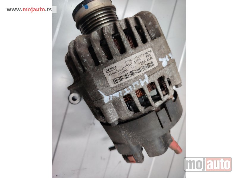 Glavna slika -  Fiat 500x alternator 1.4 multiair 140 ks Originalni delovi  Moguca ugradnja delova  Alfa Romeo 147-156-166-159-GT-MiTo-Giulietta Fiat bravo 2 - croma -grande punto -multipla 2 -punto 3 -stilo-idea Freemont Panda 3 500L 500 500x Lancia ypsilon-delta-musa-l - MojAuto