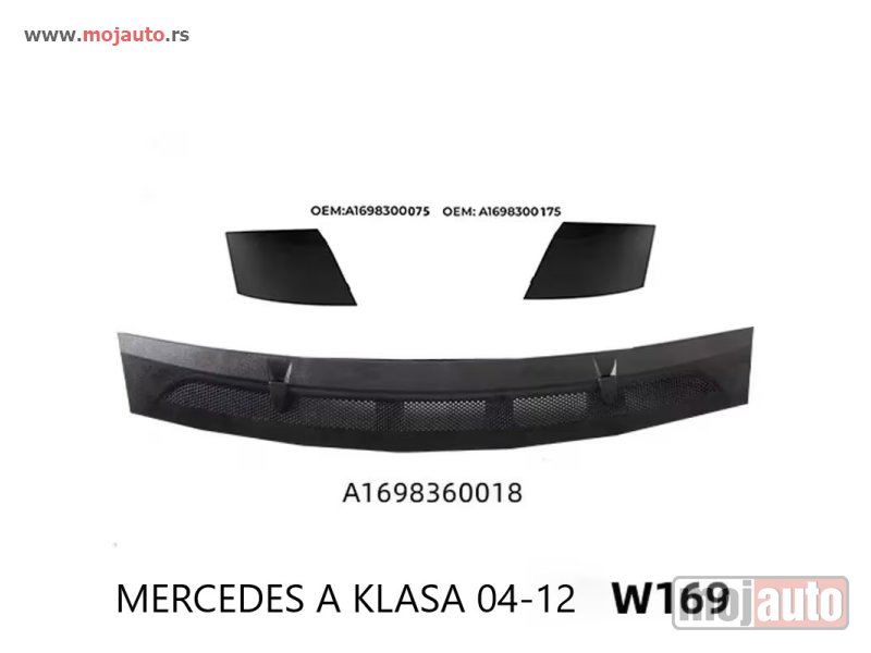 Glavna slika -  Resetka Haube Plastika Mercedes A klasa W169 2004-2012 - SET - MojAuto